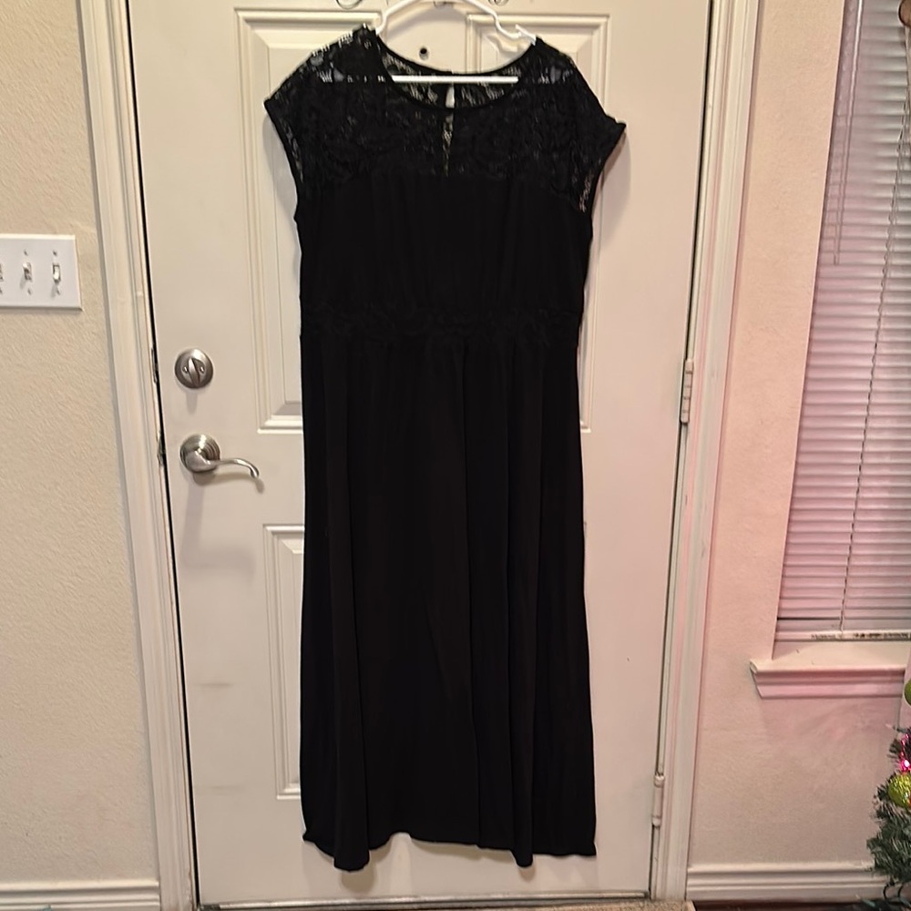 Torrid Illusion Jersey Black Lace Top Long Maxi Dress Womens‎ Size 2 / box 32-31
